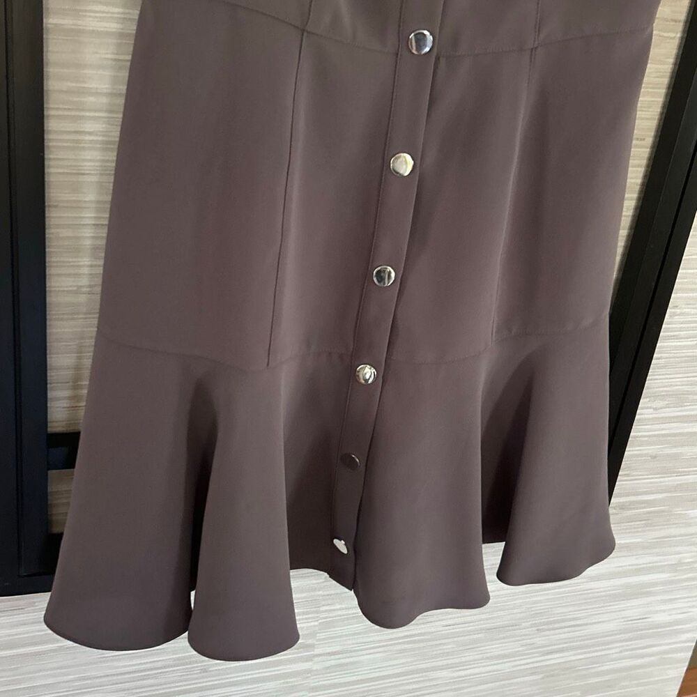 Amanda Uprichard Gray V-neck snap front short dress with peplum flounce bottom s - Picture 4 of 5